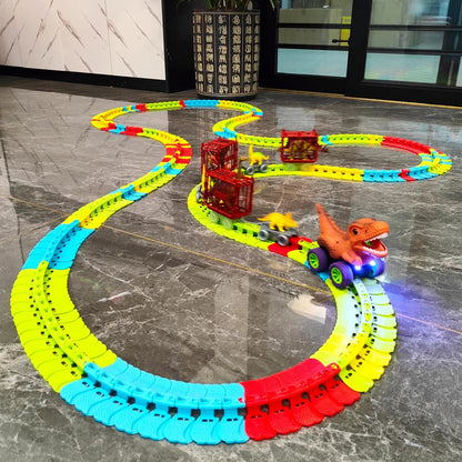 Climbing Anti Gravity Rail Car Accessories And 46-101PCS Set World Road Race-Flexible Track Dinosaur Car Toys For Boy Best Gift