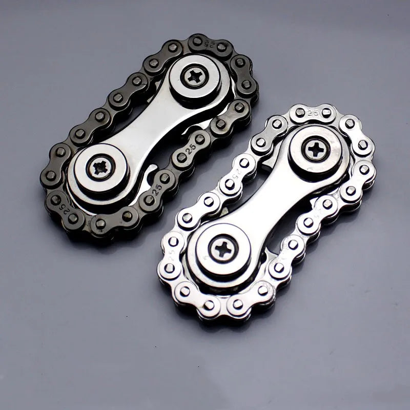 Metal Chain Spinner Fidgets Metal Flywheel Fingertip Gyro Toys Anti Stress DIY Replace Bicycle Chain Spiner Fidget Toys Kids