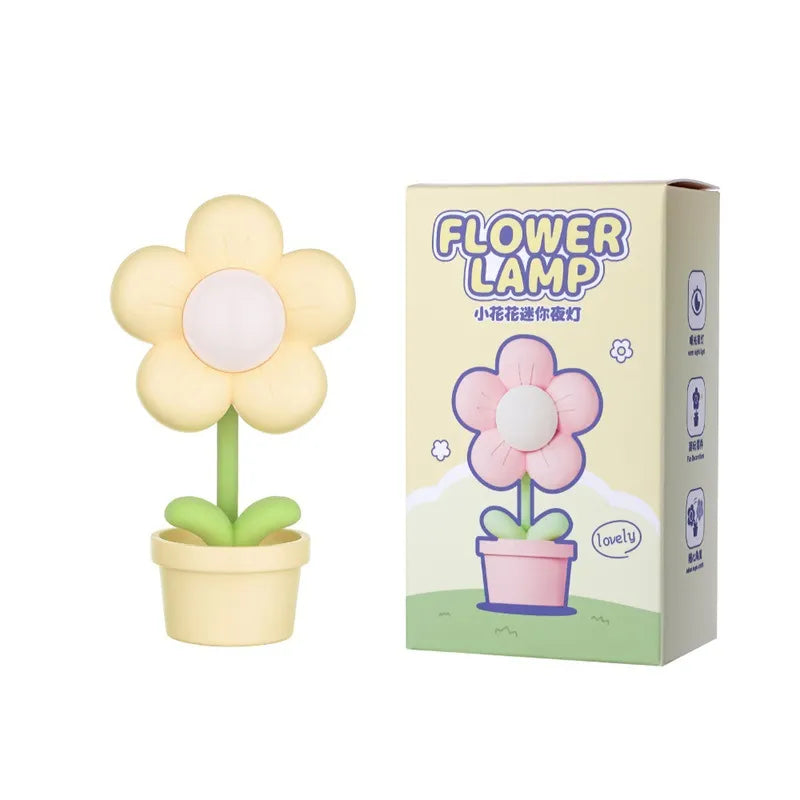 Mini LED Flower Night Light Cute Small Table Lamp