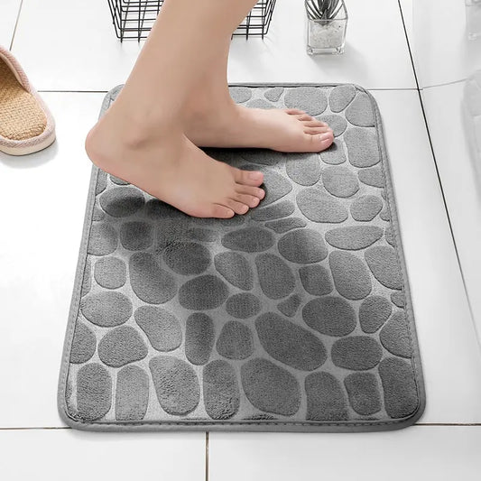 Foot Mat Coral Fleece Floor Mat Household Memory Foam Embroidered Bathroom Thickened Absorbent Floor Mat Door