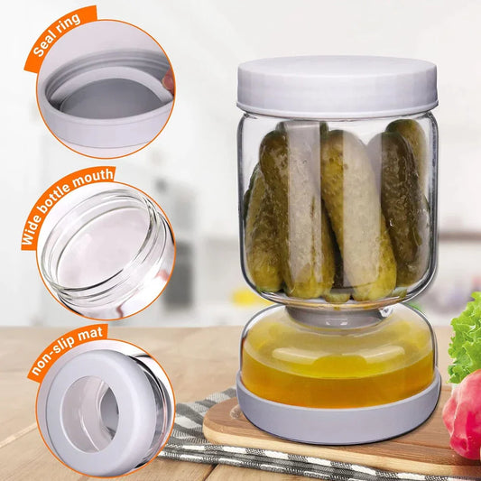 Hourglass Pickle Flip Jar Pickle and Olives Juice Wet and Dry Separator Food Container at $15.97 from Truemartin