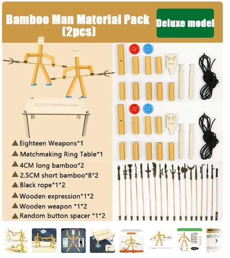 DIY Small Bamboo Man Two Player Battle Fun Interactive Party Game at $19.97 only from Truemartin