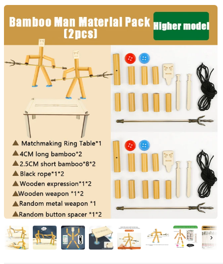 DIY Small Bamboo Man Two Player Battle Fun Interactive Party Game at $19.97 only from Truemartin