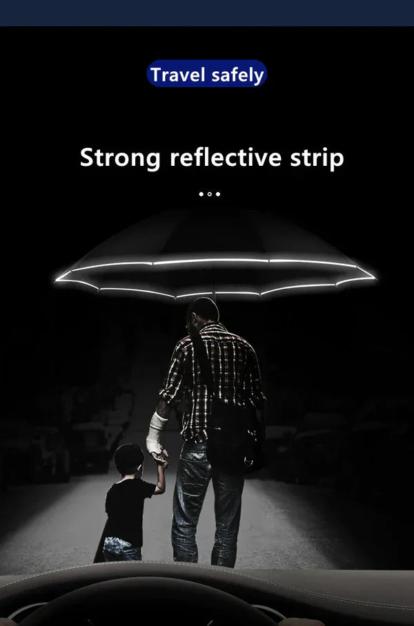 REFLECTIVE STRIPE REVERSE LED LIGHT AUTOMATIC UMBRELLA at $34.97 from Truemartin